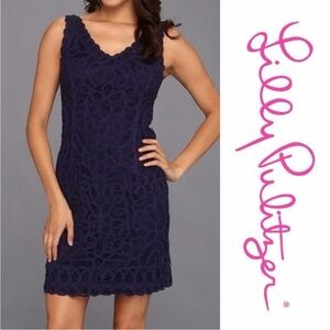 Lilly Pulitzer Reeve lace Sheath dress True Navy Blue Sz small